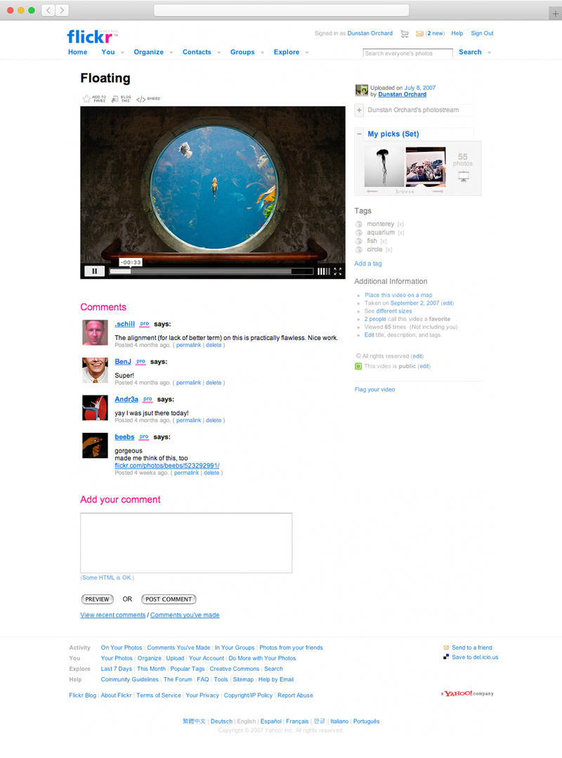 Screenshot of a video playing on Flickr